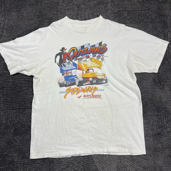 Hanes Beefy-T 1984 Outlaws Baylands Speedway Racing T-Shirt XL USA Single Stitch